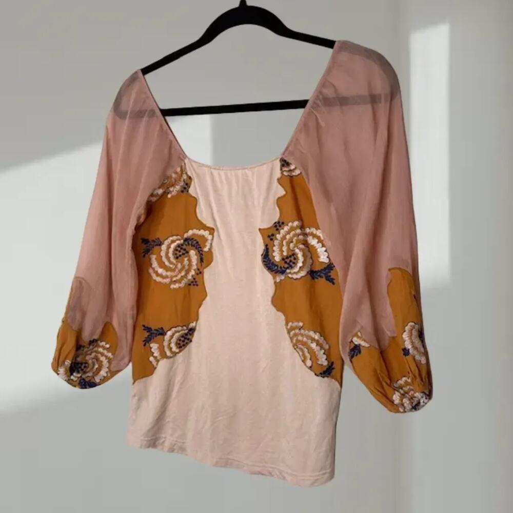 Gimmicks Sheer Floral Patchwork Blouse – (Women’s XS)